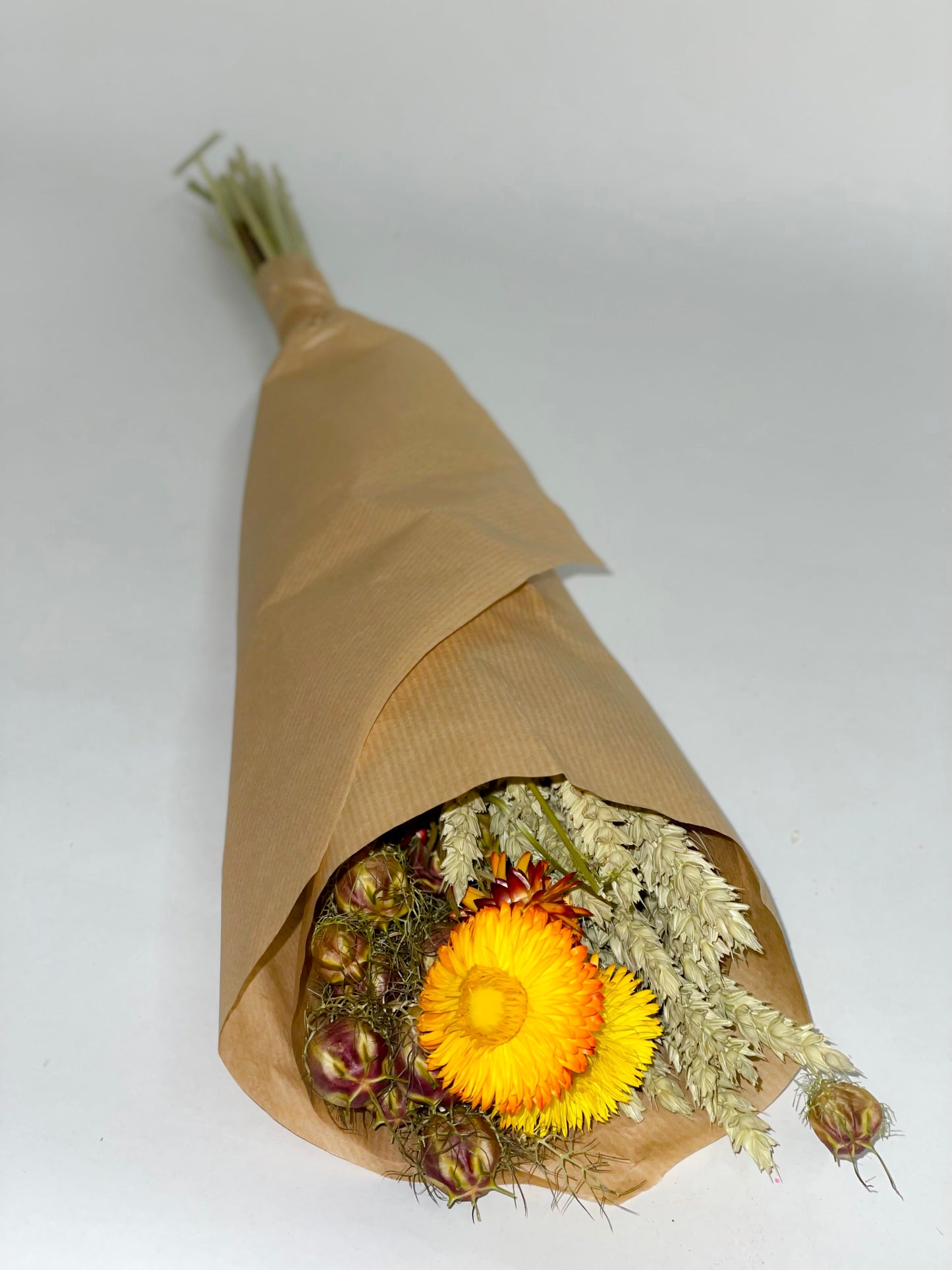 Bouquet of purple flame green dried flowers